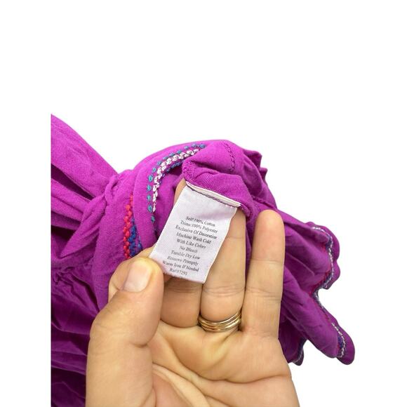 Johnny Was Floral Embroidered Hi Low Hem Midi Dress Size Large Boho Cotton READ - Picture 7 of 7